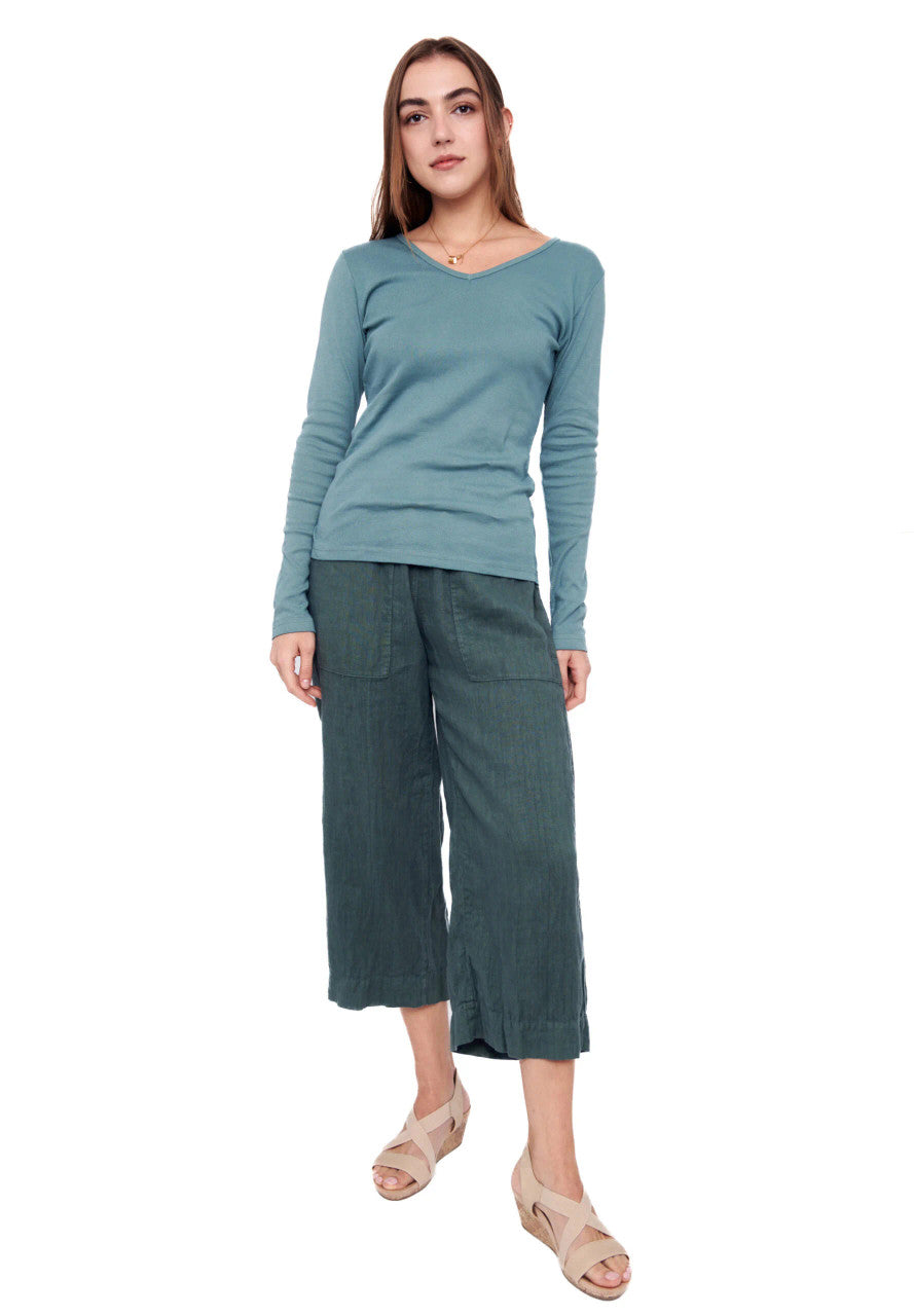 Elana Long-Sleeve V-Neck Top